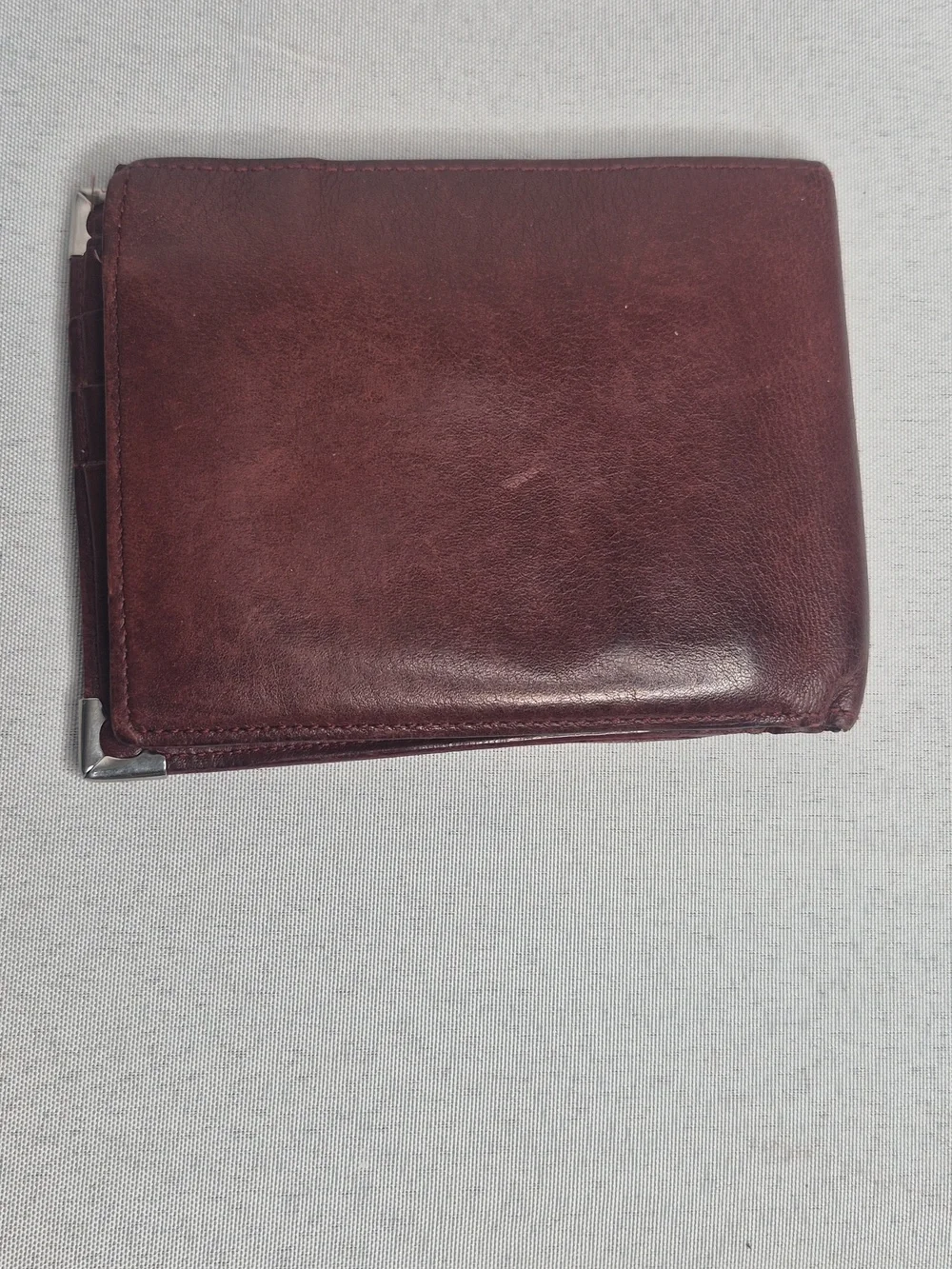 Cartier Men's Leather Bifold Wallet - Burgundy with Metal Corners
